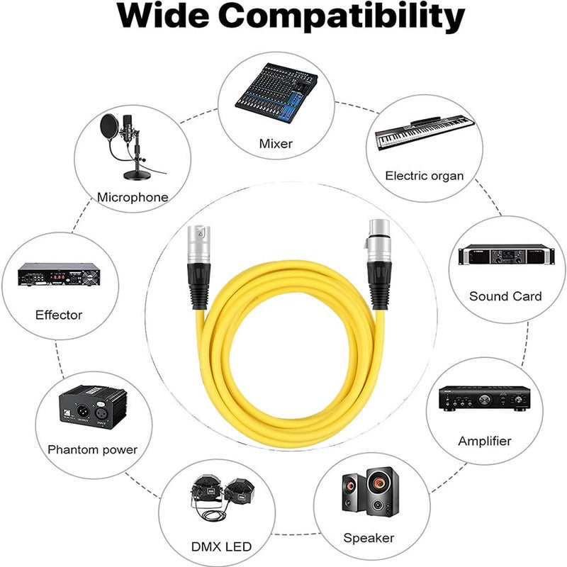 DREMAKE 20m Snake Cord Low Z Speaker Cable 3 Pin XLR Male to XLR Female Microphone Cable for Recording, Stage, DJ, Pro, Studio & Broadcast - 66 Feet/Yellow - Image 3